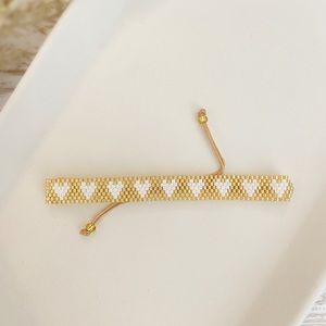 Hearts Gold Beaded Miyuki Adjustable Bracelet 💛